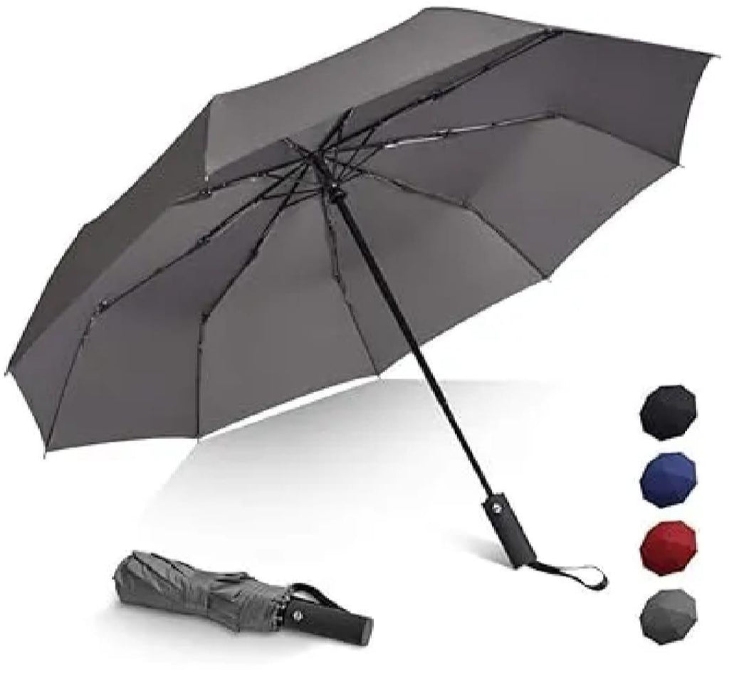 Compact Weather-Resistant Grey Black Umbrella 33cm.