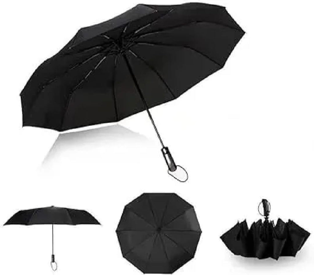 Compact Weather-Resistant Grey Black Umbrella 33cm.