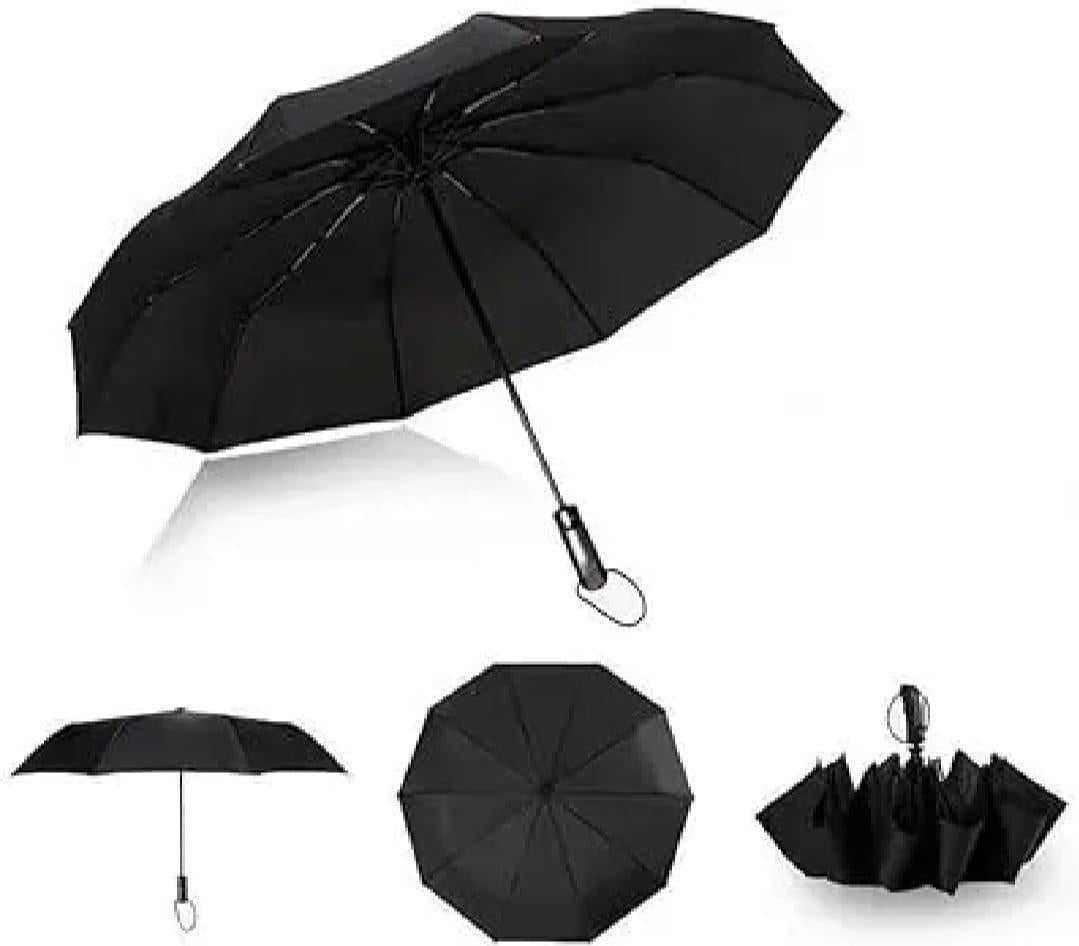 Compact Weather-Resistant Grey Black Umbrella 33cm.